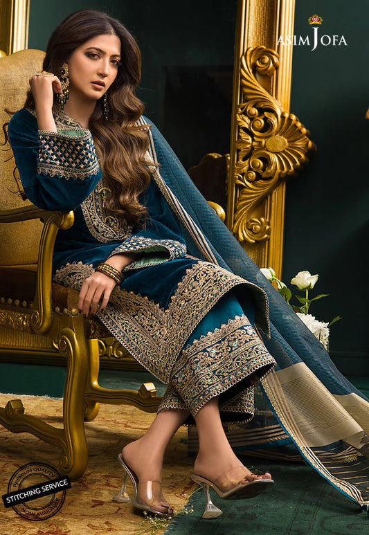 Asim Jofa Winter 3PC Velvet Heavy Embroidered Suite -AC073