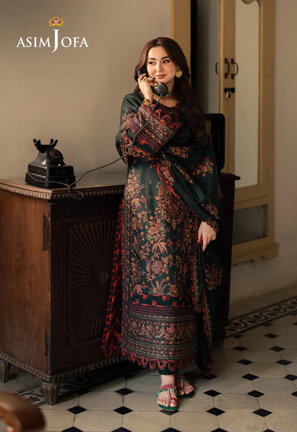 Asim Jofa Winter unstitched 3 piece Dhanak full embroidered suit -AC0749