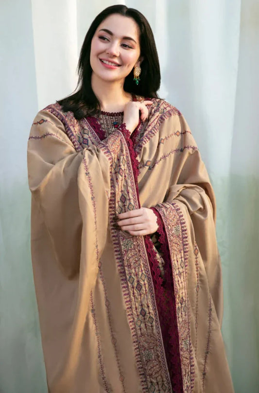 Zara Shahjahan Winter 3PC Dhanak Embroidered Suite -AC0721