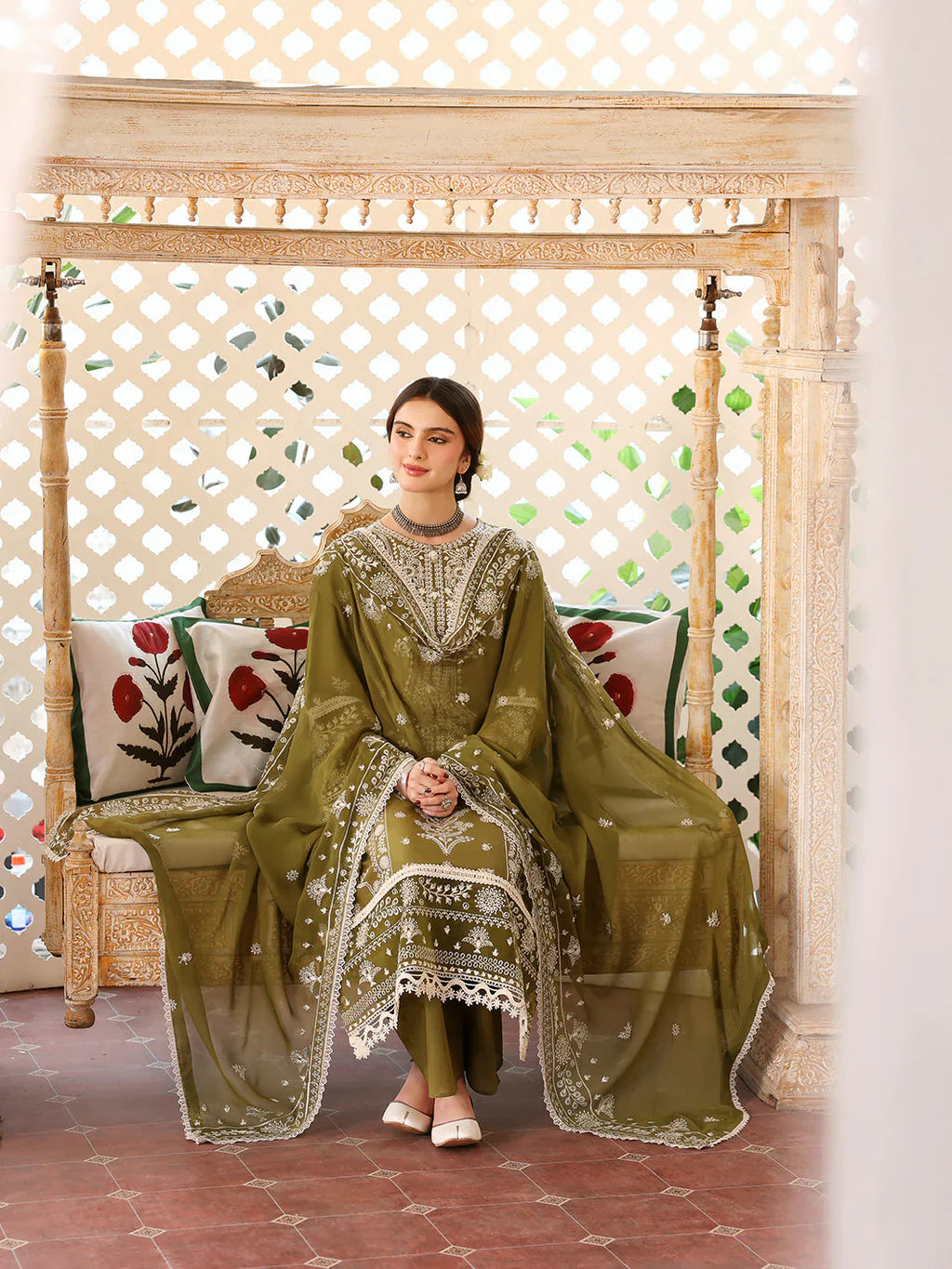 MAHNUR WINTER 3PC DHANAK EMBROIDERED SHIRT WITH SEQUENCE WORK SUIT -AC0743