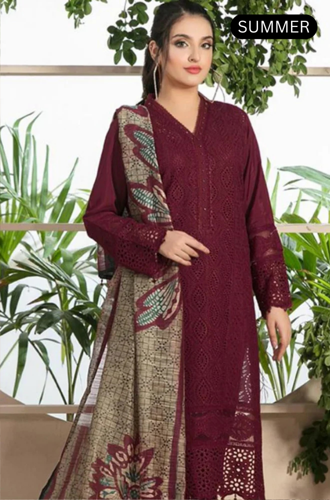 Maria.B - Summer 3PC Lawn Embroidered Suit -AC1004