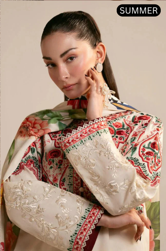 Sapphire - Summer 3PC Lawn Embroidered Suit - AC0213