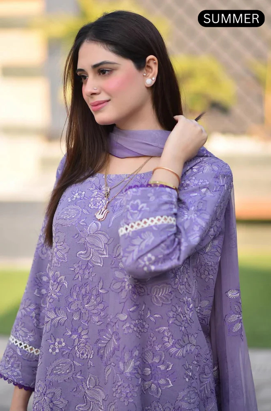 Breeze - Summer 3PC Lawn Embroidered Suit -AC0105