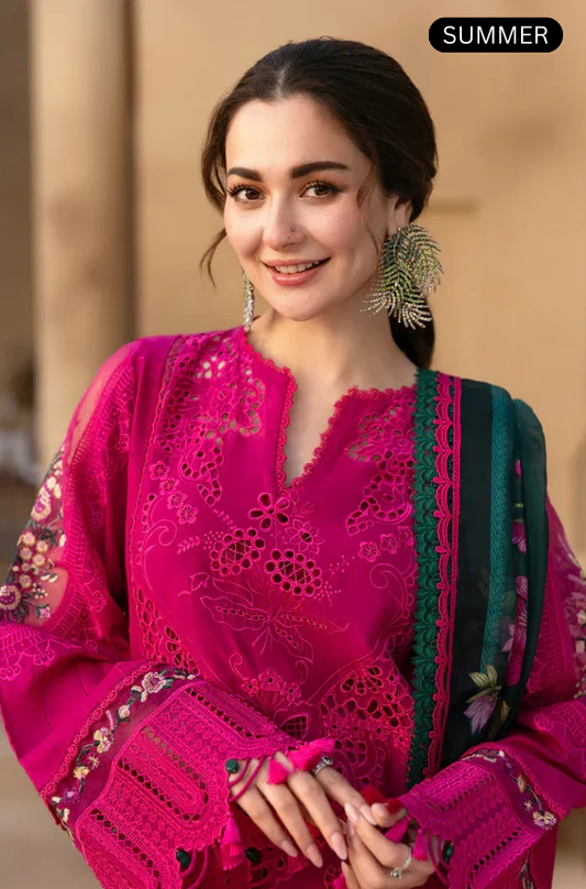 QalamKar - Summer 3PC Chikenkari Lawn Emb Suit -AC0455