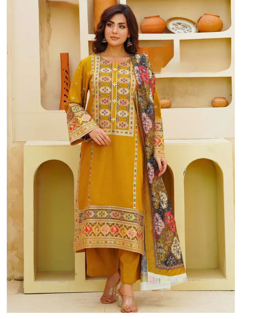 Aneela's Winter 3PC Dhanak Embroidered Suit with Sequence work Suit -AC0737
