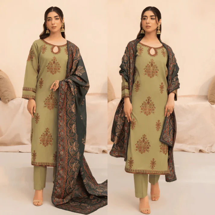 Mohagni Winter 3PC Dhanak Embroidered Suite -Ac0724