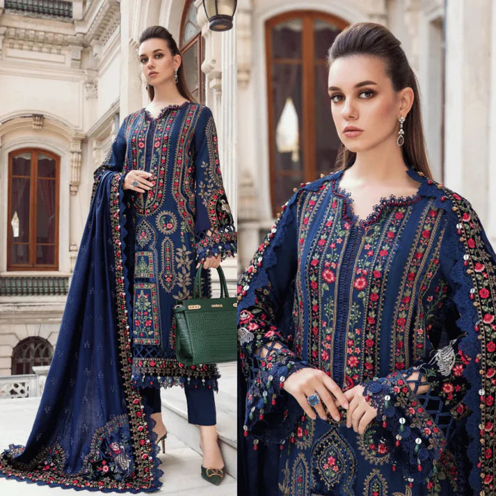 Maria.B Winter 3PC Dhanak Embroidered Suite -AC0723