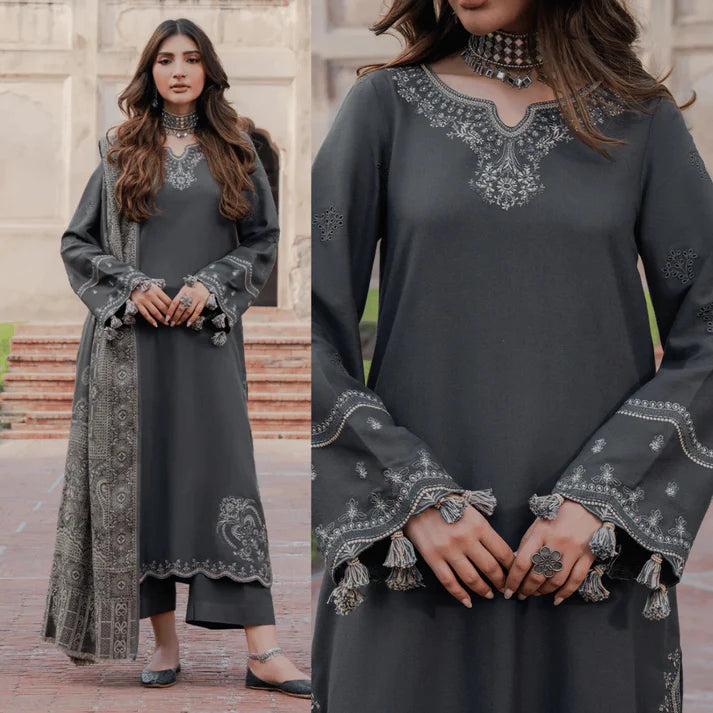 IZAL Winter 3PC Dhanak Embroidered Suit -AC0747