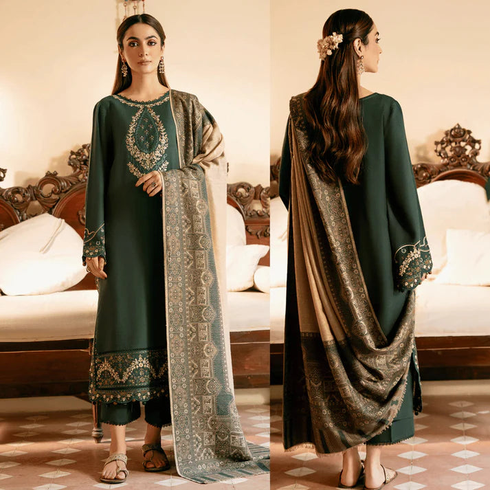 IZEL Winter 3PC DHANAK EMBROIDERED Suit WITH PRINT SHAWL -AC0753