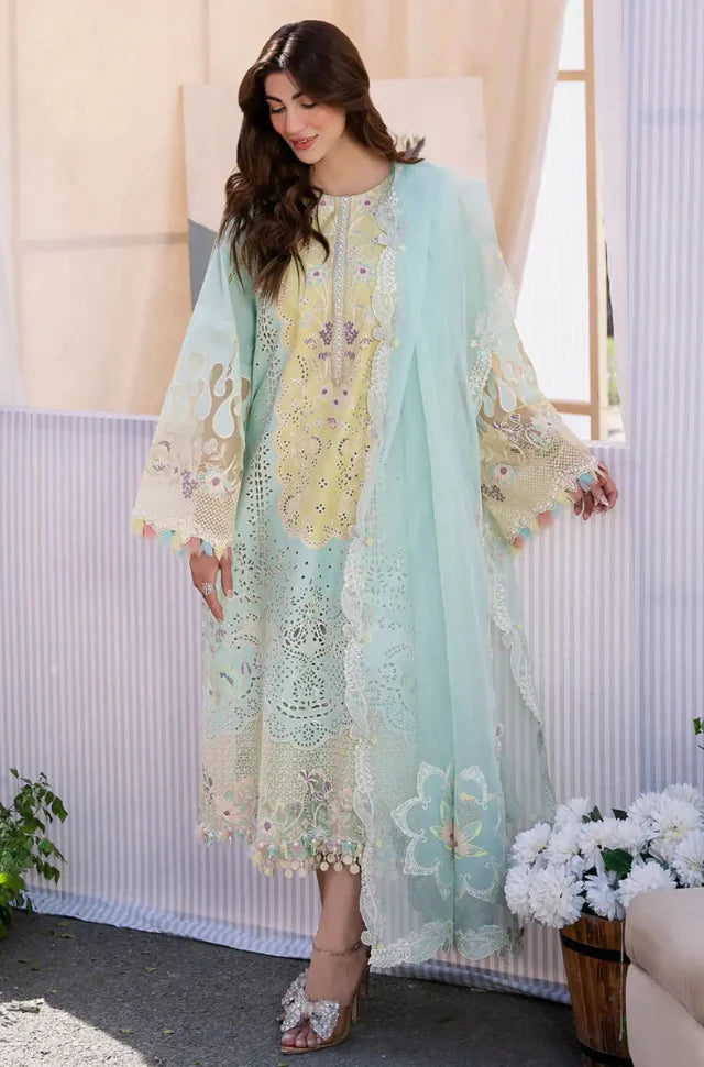 BIN ILYAS - Summer 3PC Lawn Chikenkari Embroidered Suit - AC0208