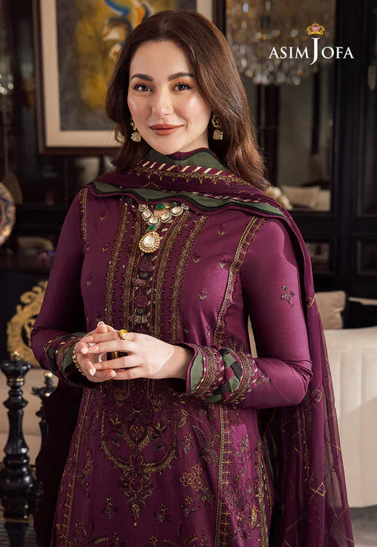 Asim Jofa-Winter 3piece Dhanak embroidered suit -AC 0703
