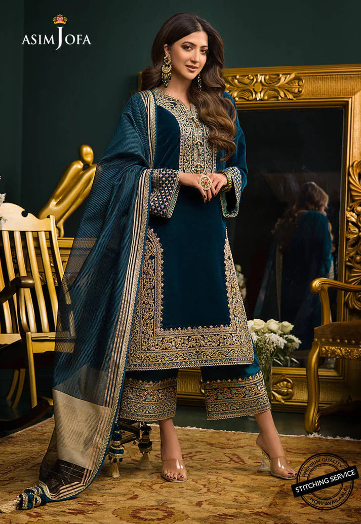 Asim Jofa Winter 3PC Velvet Heavy Embroidered Suite -AC073