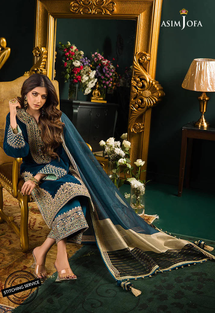 Asim Jofa Winter 3PC Velvet Heavy Embroidered Suite -AC073