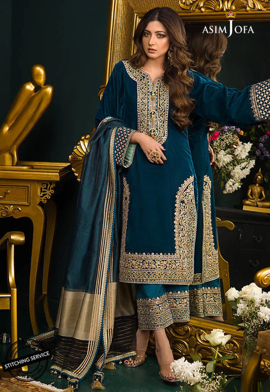 Asim Jofa Winter 3PC Velvet Heavy Embroidered Suite -AC073