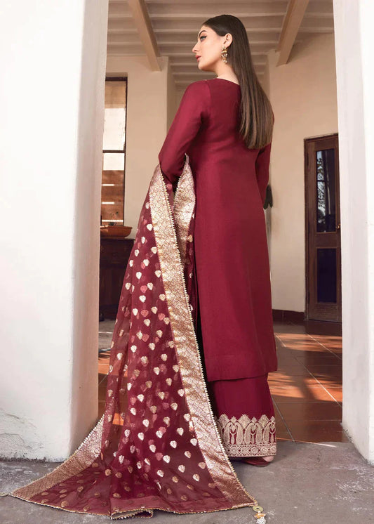 MARIA.B -3 Piece Silk Embroidered With Jaquard Duppatta-AC0245