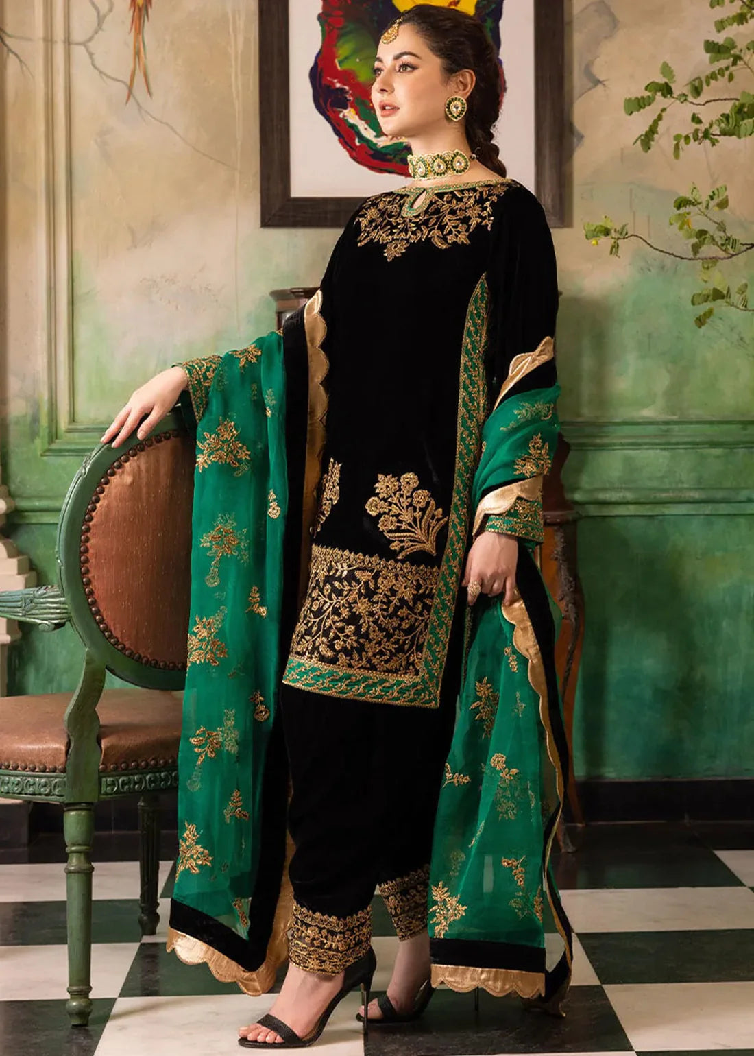 ASIM JOFA Winter 3-Piece Unstitched Heavy Embroidered Velvet Suite -AC040