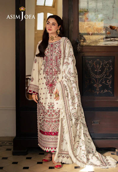 ASIM JOFA Winter Unstitched Full Embroidered  Dhanak 3PC  Suite -AC0231