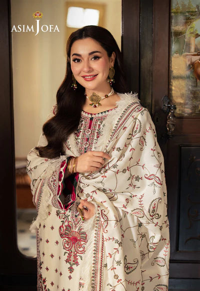 ASIM JOFA Winter Unstitched Full Embroidered  Dhanak 3PC  Suite -AC0231