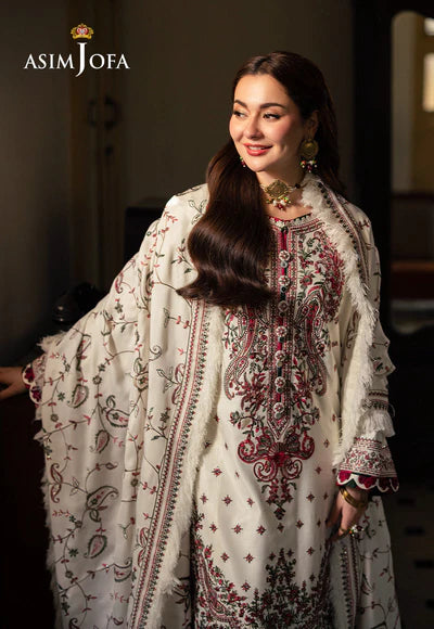 ASIM JOFA Winter Unstitched Full Embroidered  Dhanak 3PC  Suite -AC0231