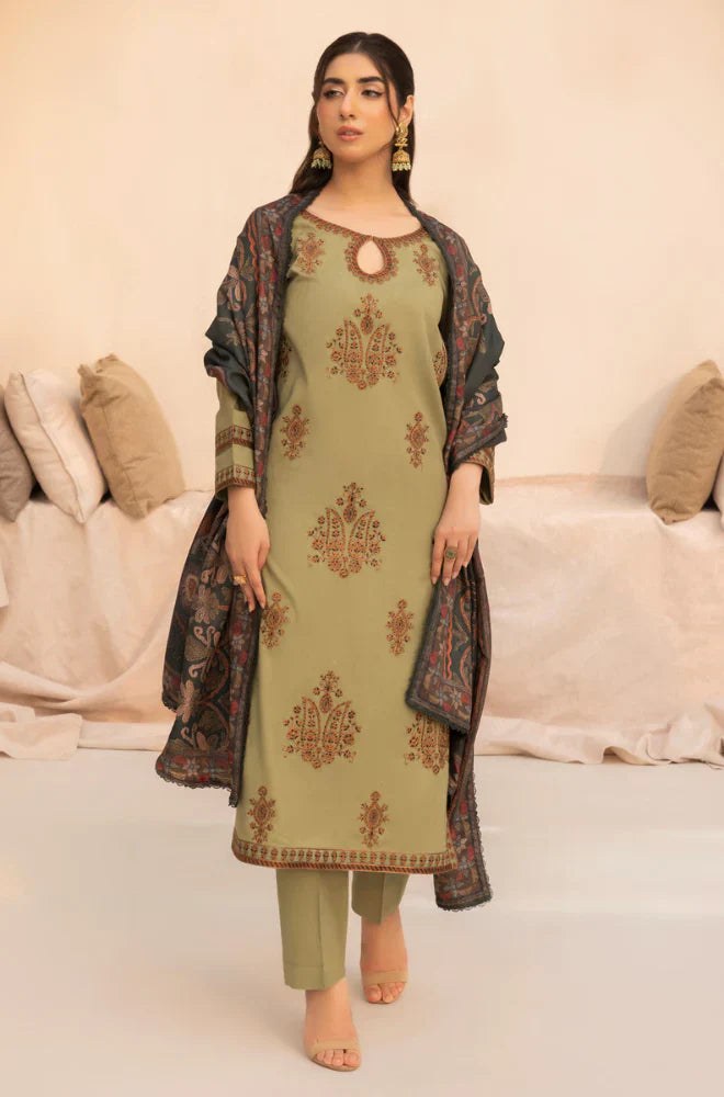 Mohagni Winter 3PC Dhanak Embroidered Suite -Ac0724