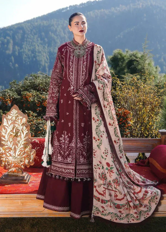 Hussain Rehar Winter 3PC Dhanak Chickenkari Embroidered Suite -AC0720