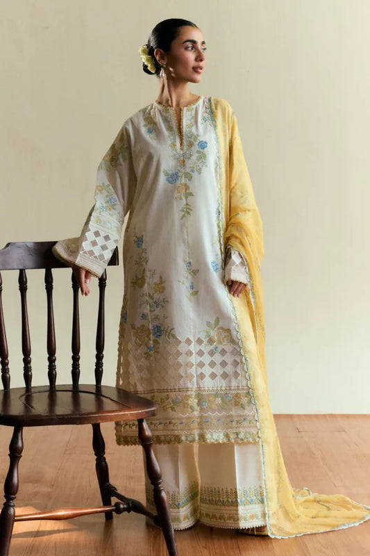 ZARA SHAHJAHAN Winter 3PC Dhanak Embroidered Suite -AC0695