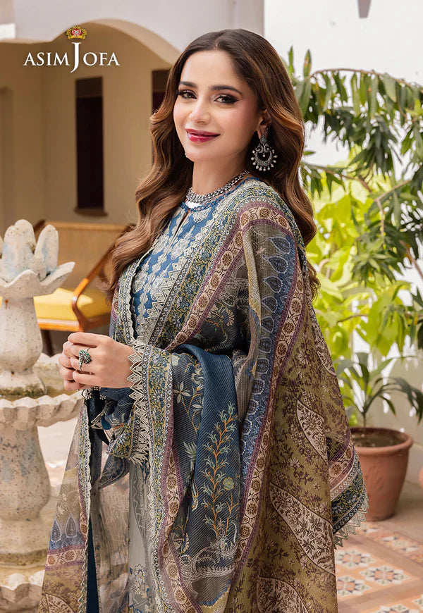 Asim Jofa - Summer 3PC Doria Lawn Digital Print Suit - AC0205