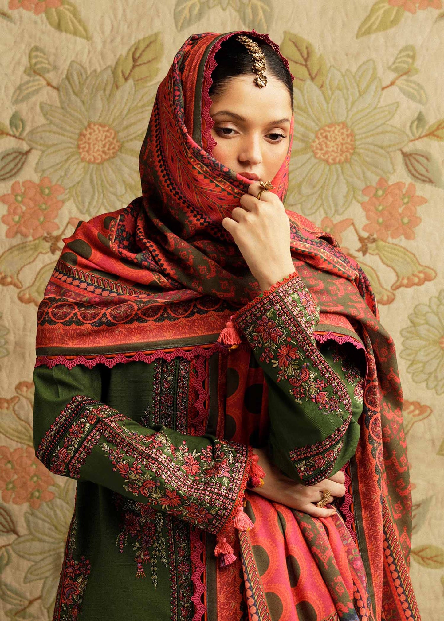 Hussain Rehar Winter 3PC Dhanak Embroidered Suite -AC0730