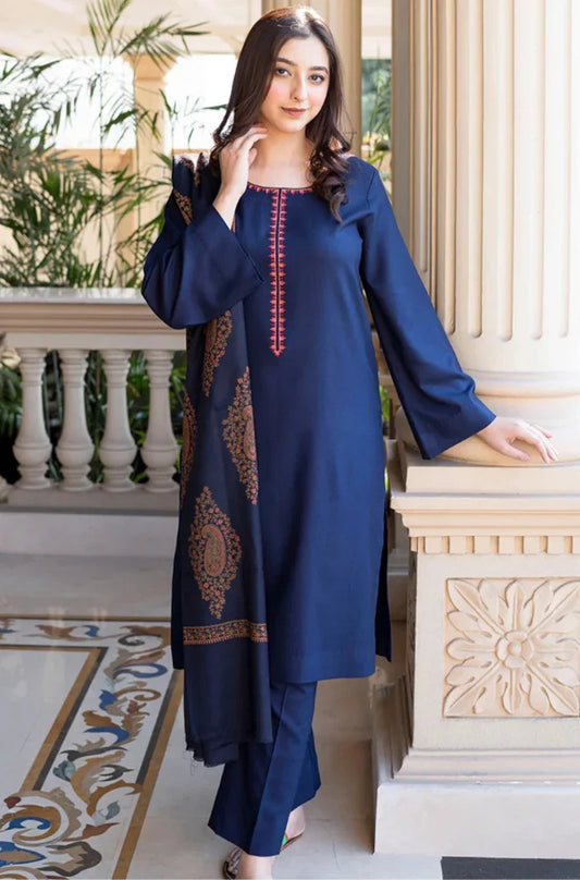 AISLING-Winter 3PC Dhanak Embroidered Suit -AC0722