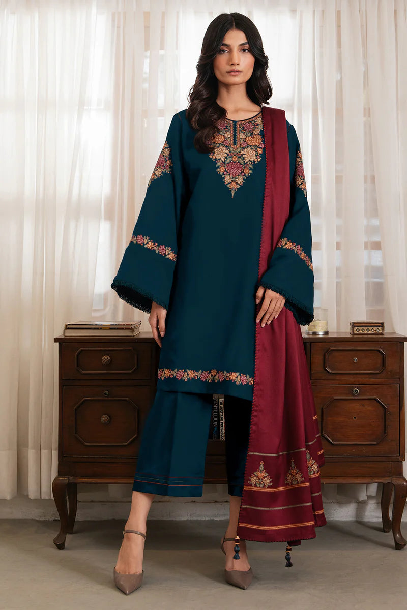 JAZMIN Winter Unstitched 3pc Dhanak Embroidered Suite -AC 0692