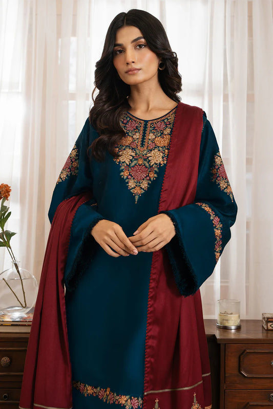 JAZMIN Winter Unstitched 3pc Dhanak Embroidered Suite -AC 0692