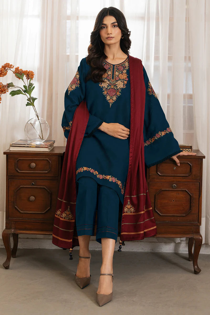 JAZMIN Winter Unstitched 3pc Dhanak Embroidered Suite -AC 0692