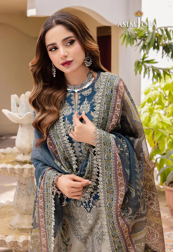 Asim Jofa - Summer 3PC Doria Lawn Digital Print Suit - AC0205