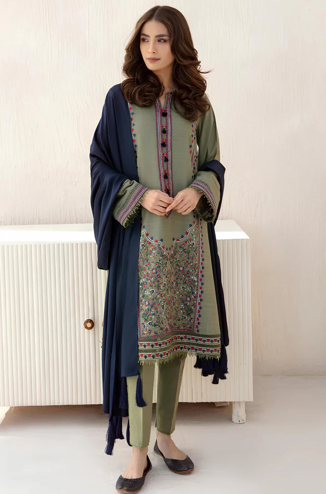 JAZMIN Winter khaddar 3pc Embroidered Suite -AC0691
