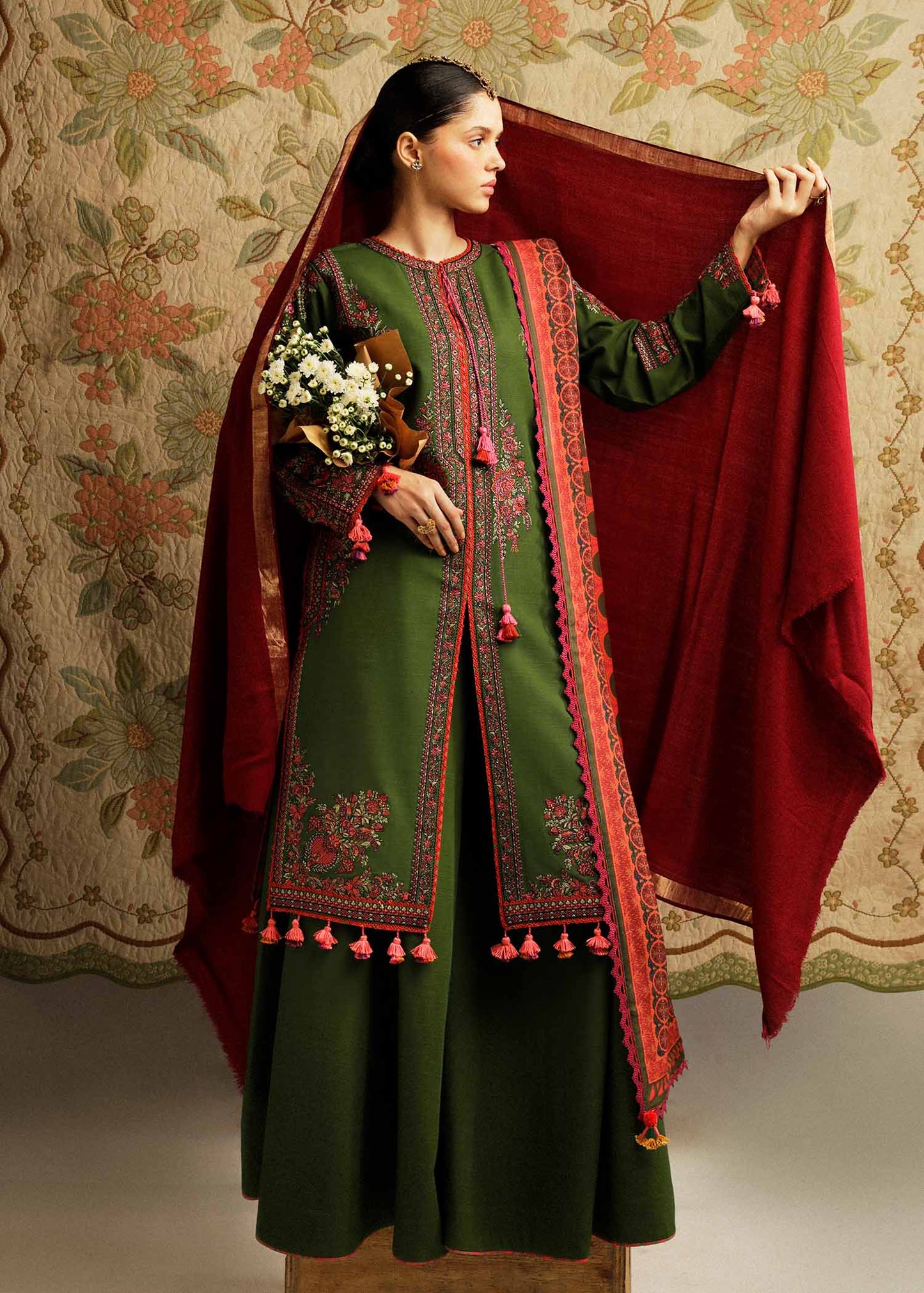 Hussain Rehar Winter 3PC Dhanak Embroidered Suite -AC0730