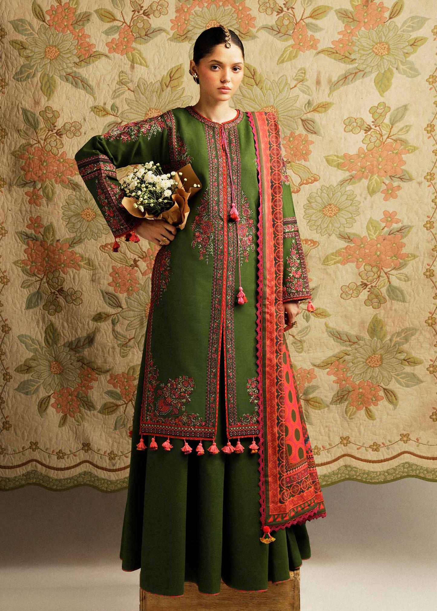 Hussain Rehar Winter 3PC Dhanak Embroidered Suite -AC0730