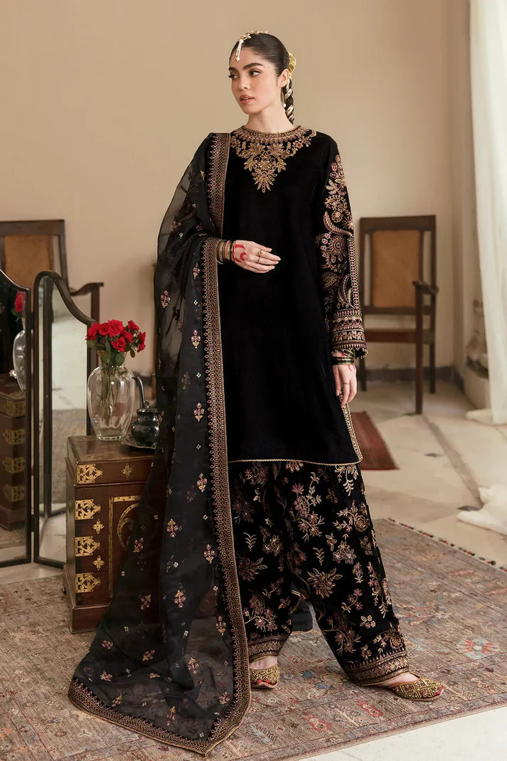 BAROQUE Winter Embroidered sequence Velvet Dress -AC047