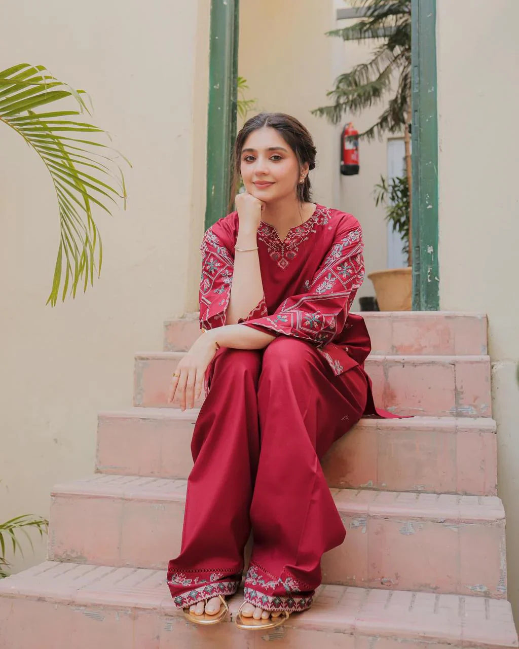 URGE- SUMMER 2PC LAWN EMBROIDERED  SHIRT  -AC0132