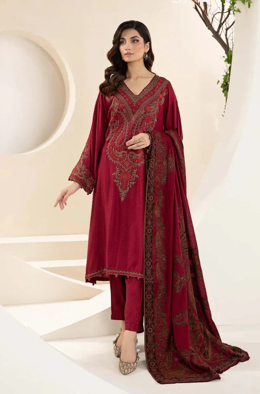 MARIA B Winter 3PC Dhanak Embroidered Suite -AC0907