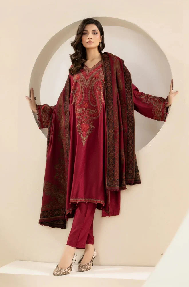 MARIA B Winter 3PC Dhanak Embroidered Suite -AC0907