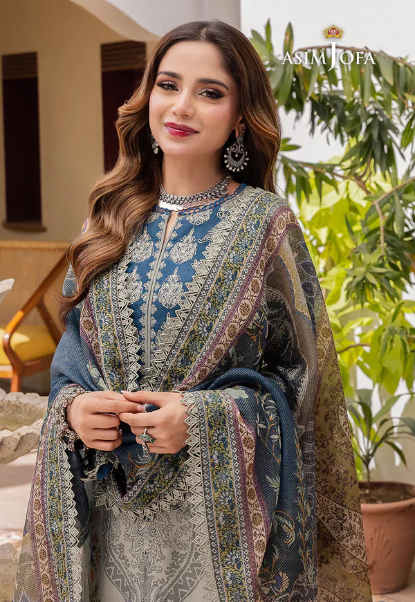 Asim Jofa - Summer 3PC Doria Lawn Digital Print Suit - AC0205