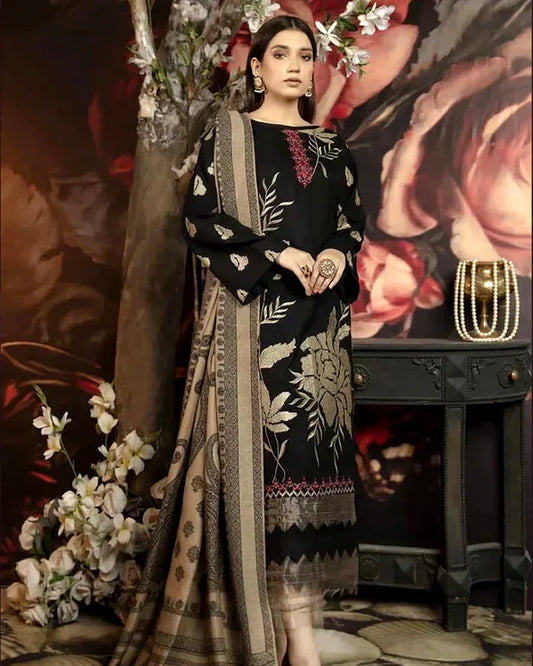 CHARIZMA Winter 3pc Unstitched Heavy Embroidered Dhanak Suite -AC2145