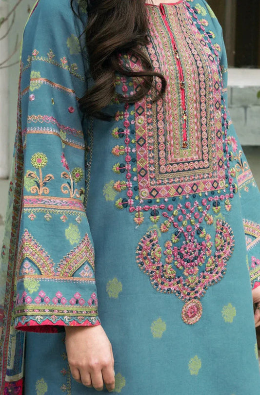 Zara Shahjahan - 3PC Dhanak Embroidered Suit - AC0265