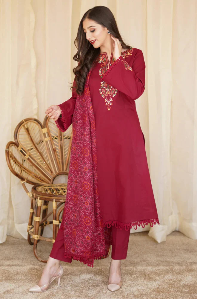 AISLING Winter 3PC Dhanak Embroidered Suite -AC0717