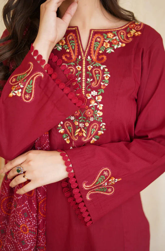 AISLING Winter 3PC Dhanak Embroidered Suite -AC0717