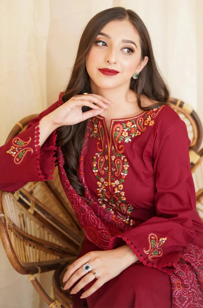 AISLING Winter 3PC Dhanak Embroidered Suite -AC0717
