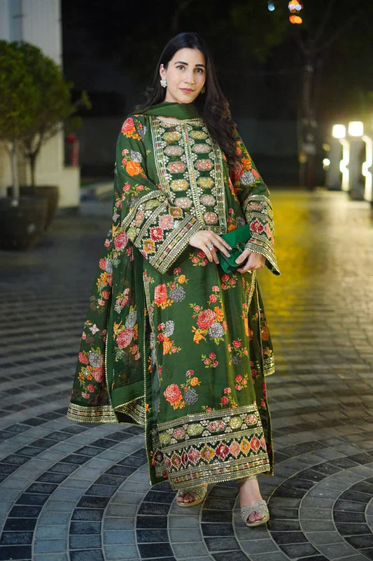 ZAINAB CHOTANI  Winter 3pcs Silk Embroidered Suite- AC055