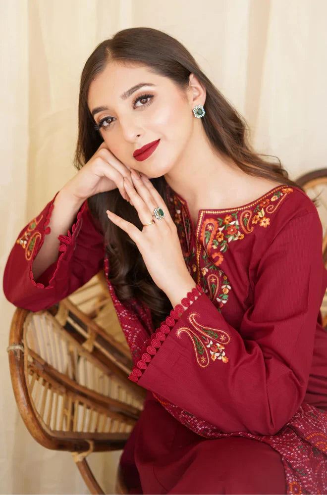 AISLING Winter 3PC Dhanak Embroidered Suite -AC0717