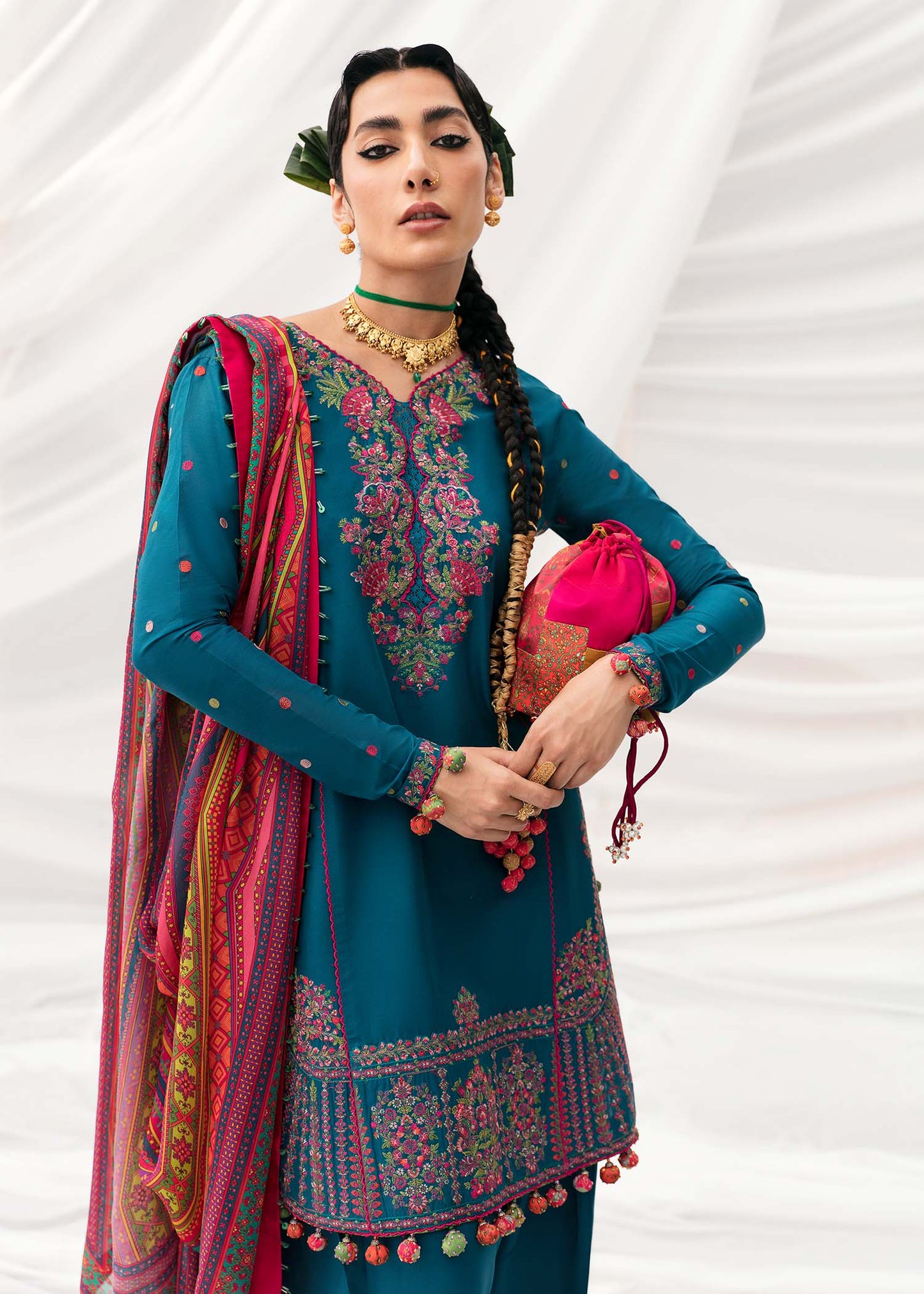 Hussain Rehar Winter 3PC Dhanak Embroidered Suit -AC0739
