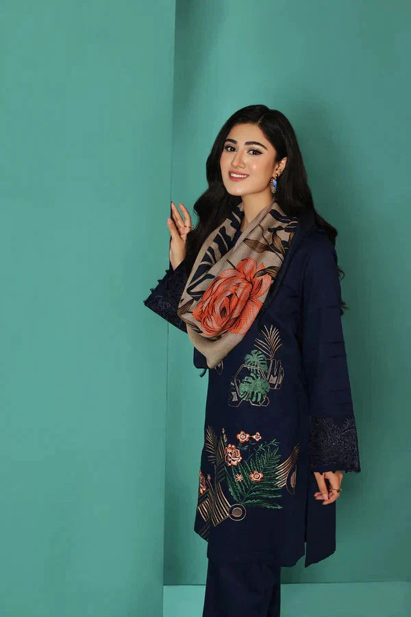 NISHAT Winter Dhanak Embroidered 3pc Suite -AC0123